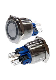 SC-985G-22 12V, Кнопка антивандальная металл 22мм 12В, зеленая