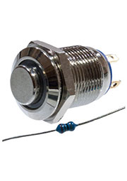 SC-986B-12 12V, Кнопка антивандальная металл 12мм 12В, синяя