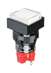 D16LMS1-1ABHW, кнопка без фиксации с LED подсветкой 250В 5А