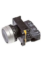 A204B-M1E10B, кнопка черная 250В 5А с контактами блоком A20-E10P