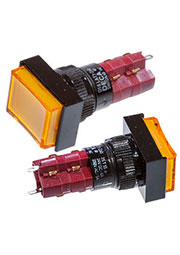 D16LAT1-2ABGY, кнопка с фиксацией и подсветкой неон 250В 5А