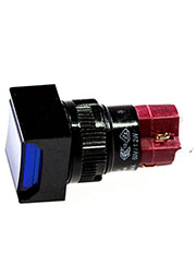D16LMS2-1ab0B, кнопка без фиксации квадр. 250В/5А, синяя головка