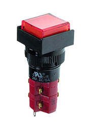 D16LAS1-2ABKR, кнопка с фиксацией и LED подсветкой 250В 5А