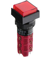 D16LAS1-3ABHR, кнопка с фикс. 250В/5А, LED подсветка 6В