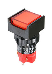 D16LAS2-1ABKR, кнопка с фиксацией и LED подсветкой 250В 5А