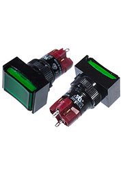 D16LAT2-1ABKG, кнопка с фиксацией и LED подсветкой 250В 5А