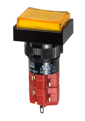 D16LMT1-2ABKY, кнопка без фиксации с LED подсветкой 250В 5А