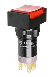 P16LMT2-1ABKR, Переключатель кнопочный без фиксации 240В/4А LED подсветка 24В