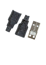 USB AM кожух, пластиковый кожух с USB вилкой на кабель, 4 контакта