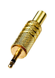 1-004G, штекер аудио 2.5мм  моно металл  на кабель "позолоченный"