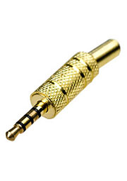 1-075G, штекер аудио-видео 3.5мм 4 контакта металл на кабель "позолоченный"