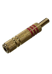 1-155G красный, разъем аудио 6.35мм гнездо стерео металл "позол." на кабель