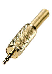 1-023G, штекер аудио-видео 2.5мм 4 контакта металл на кабель "позолоченный"
