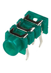 1-098, гнездо аудио 3.5мм стерео пластик на плату зеленый