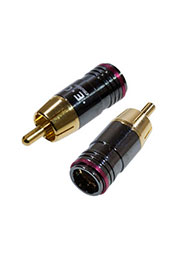 1-256G RED, штекер RCA металл на кабель, красный "позолоченный"