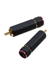 1-280G RED, штекер RCA  металл цанга на кабель до 11мм красный "позолоченный"