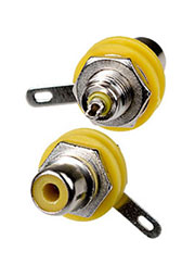 1-291 YE, гнездо RCA металл с изолятором на корпус желтый