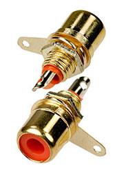 1-290G RED, гнездо RCA  металл на корпус красный "позолоченный"