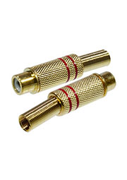 1-209G(RP-410G), гнездо RCA металл  на кабель пайка красный "позолоченный"