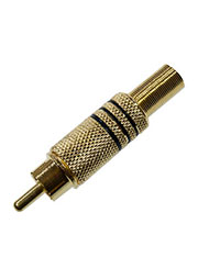 1-210G-1(RP-219G), штекер RCA металл на кабель винт черный "позолоченный"