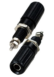 1-654, гнездо банан 45мм пластик на корпус черный (BP-119)