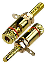 1-671G(LSTGB), гнездо банан 48мм металл на корпус красный кабель до 10мм