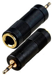 2-020G, переходник 2.5мм штекер моно - 6.35мм гнездо моно пластик "позол."