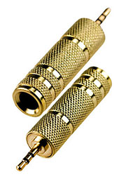 2-026G, переходник 2.5мм штекер стерео - 6.35мм гнездо стерео мет."позол."