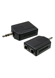 2-111(NP-577B), переходник 3.5мм штекерстерео - 2 x 6.35ммгнездо стерео плас.