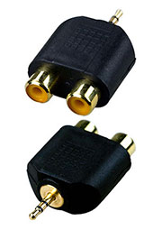 2-195G, переходник 2.5мм штекер стерео - 2 x RCA гнездо пластик