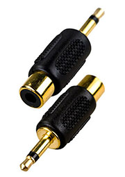 2-200G, переходник 3.5мм штекер моно - RCA гнездо пластик "позолоченный"