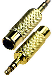 2-206G, переходник 3.5мм штекер стерео - RCA гнездо металл "позолоченный"