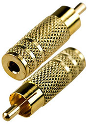 2-225G, переходник RCA штекер - 3.5мм гнездо стерео металл "позолоченный"
