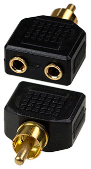 2-227G, переходник RCA штекер - 2 x 3.5мм гнездо стерео пластик "позол."