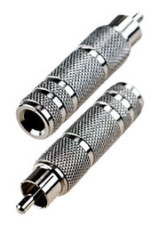 2-256 x, переходник RCA штекер - 6.35мм гнездо моно металл "позолоченный"