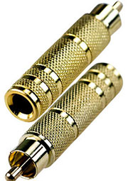 2-256G, переходник RCA штекер - 6.35мм гнездо стерео металл "позолоченный"