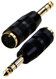 2-302G, переходник 6.35мм штекер стерео - DIN 5 pin гнездо пластик "позол."