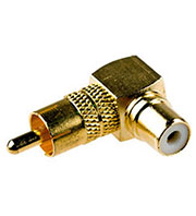 2-273G, переходник RCA штекер - RCA гнездо угловой металл "позолоченный"