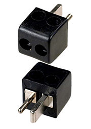 1-606, разъем аудио"точка-тире" штекер пластик на кабель черный "кубик"