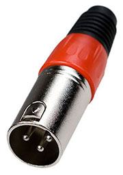 1-503 RD, разъем XLR 3 контакта штекер металл цанга на кабель красный