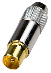 4-016G, разъем телевиз. штекер металл "позол." на кабель винт ni-gold