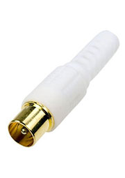 4-002HQG WH, разъем телев.штекер плас."позол." на кабель винт белый HQ