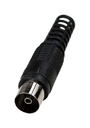 4-003 BK, разъем телевизионный гнездо пластик на кабель винт черный