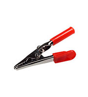 K267B-R, зажим крокодил с  изолятором красный