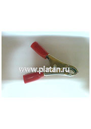 AG-B15, Зажим "Крокодил" с изолятором красный, 15А, 49мм