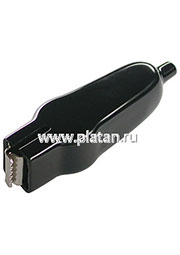 AG-125S-C, Зажим "Крокодил" с изолятором (черн.), 25А, 65мм