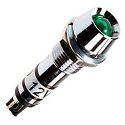 L-701G-12V, светодиод с держателем зеленый 12В резьба М8