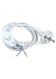 Шнур 1.5м с вилкой (S18) ШВВП-ВП 2х0.75мм белый с переключателем