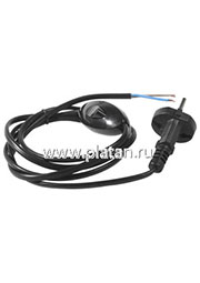Шнур 1.5м с вилкой (S18) ШВВП-ВП 2х0.75мм черный с переключателем