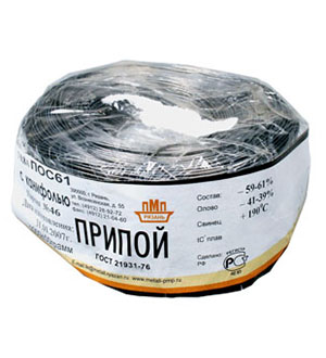 Припой ПОС61 ТР 0.8мм бухта 1 кг, (СПЕЦ. ФЛЮС СА402)